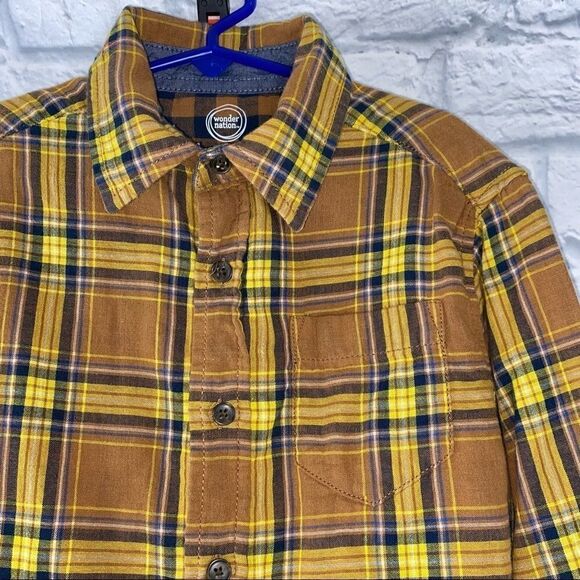 Wonder nation button down plaid flannel shirt boys size Medium 8 - Picture 3 of 5